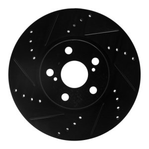 Pontiac Vibe Brake Rotor (1) - Front Left - R1 Concepts - Drilled & Slotted - Black - `08-`19